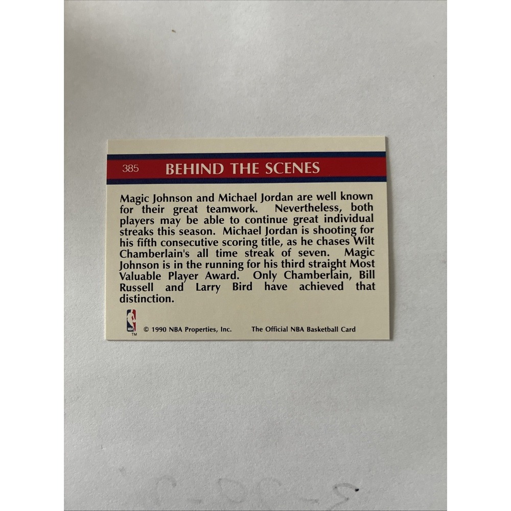 1990-91 NBA Hoops - Inside Stuff Michael Jordan, Magic Johnson #385 - Picture 6 of 7